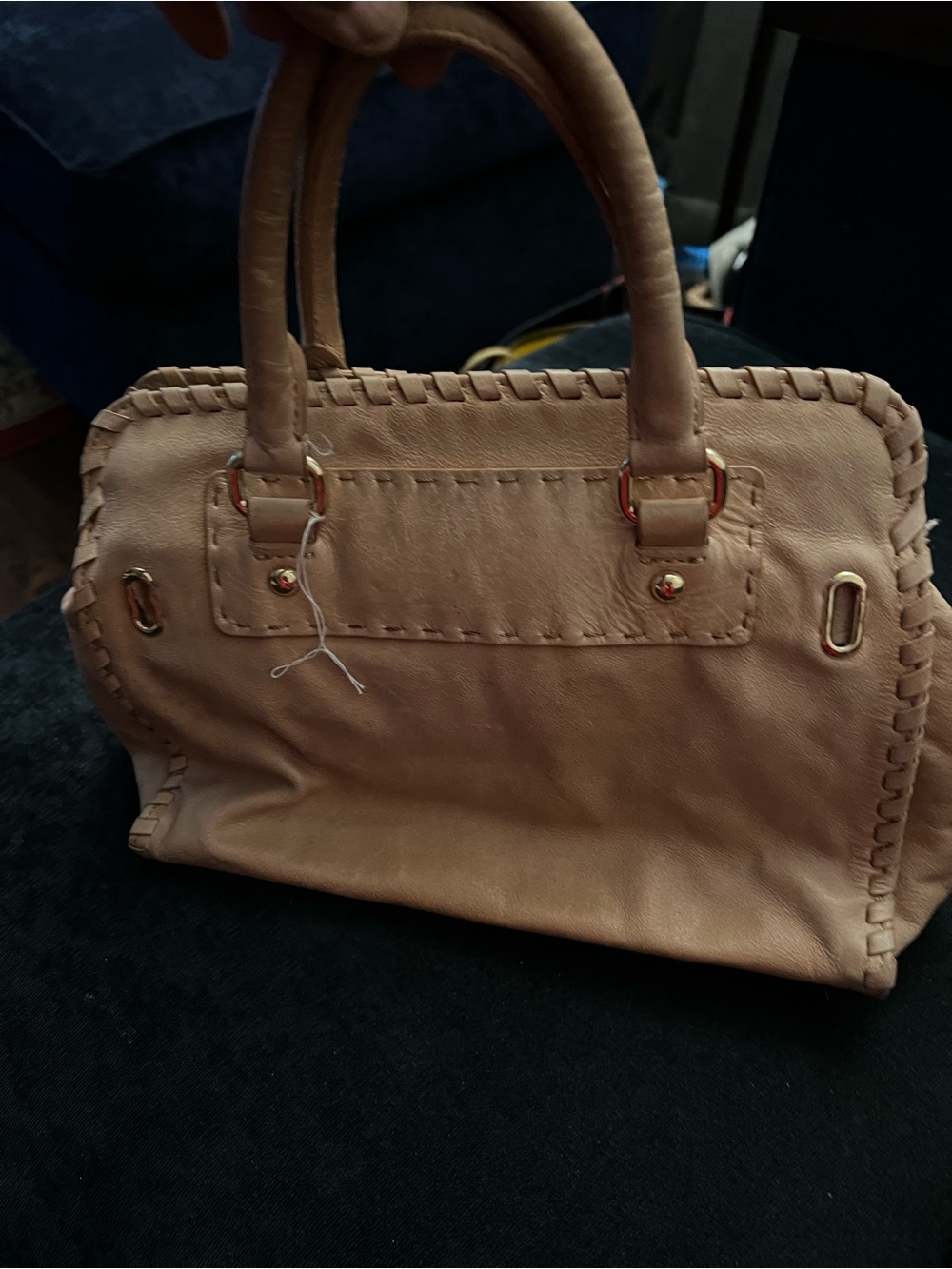 Talbots Tan Genuine Leather Satchel Handbag Whipstitch